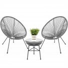 3 Piece Grey Oval Patio Rope Woven Chair Bistro Set 3 Piece Grey Oval Patio Rope Woven Chair Bistro Set