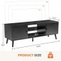 Mid-Century Modern TV Stand in Black Wood Finish for TV up to 60-inches