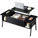 Modern Lift-Top Coffee Table Laptop Desk with Storage Shelf in Black Wood Finish Modern Lift-Top Coffee Table Laptop Desk with Storage Shelf in Black Wood Finish