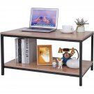 Modern 2-Tier Metal Wooden Coffee Table in Natural Wood Finish Modern 2-Tier Metal Wooden Coffee Table in Natural Wood Finish