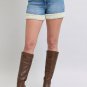 Judy Blue Full Size Hw Tummy Control Shearling Cuff Denim Shorts Plus Size