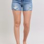 Judy Blue Full Size High Waist Denim Shorts W/stitch Over Destroy Detail Plus Size