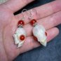 Real Parrot Skull Earrings &acirc;�� Bone Jewelry with Red Beads & 925 Silver Hooks