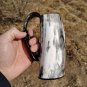 Handcrafted Viking Horn Mug &acirc;�� Rustic Drinkware, Natural Horn & Wooden Base