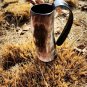 Handcrafted Viking Horn Mug &acirc;�� Rustic Drinkware, Natural Horn & Wooden Base