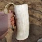 Handcrafted Viking Horn Mug &acirc;�� Rustic Drinkware, Natural Horn & Wooden Base