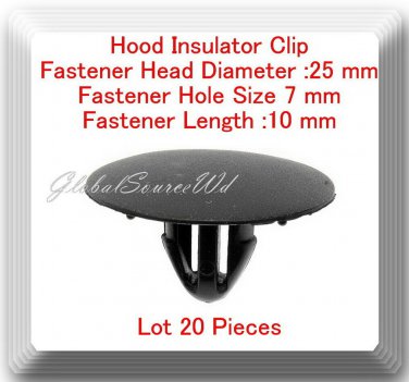 20 Pcs Hood Insulator Clip Head 25mm Hole Zise 7mm Length 10mm For:Scion-Toyota