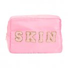 LULLA COLLECTION Pink Skin Pouch - zip - Non-leather - 13.5in W x 7.5in H