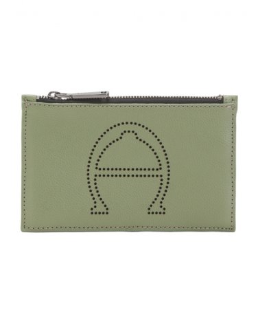ETIENNE AIGNER Leather Stella Boxed Small Zip Pouch With Perforated Logo - Loden Green