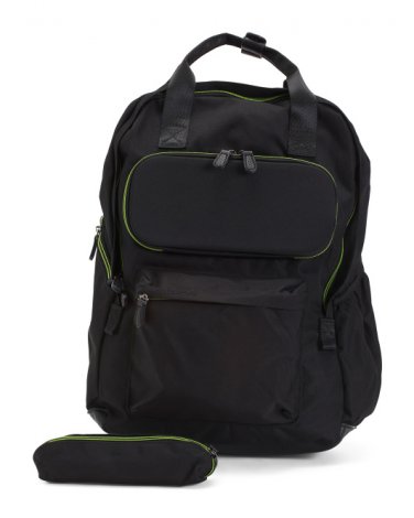 TOMMY BAHAMA Canvas Tetra Backpack With Pencil Case - Black