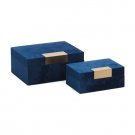 SAGEBROOK HOME Set Of 2 Velvet Jewelry Boxes - Navy Blue