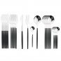 Cutlery Set 24Pcs Black Handle Golden Stainless Steel Flatware