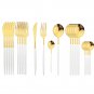 Cutlery Set 24Pcs Black Handle Golden Stainless Steel Flatware