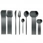 Cutlery Set 24Pcs Black Handle Golden Stainless Steel Flatware