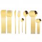 Cutlery Set 24Pcs Black Handle Golden Stainless Steel Flatware