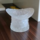 Vintage White Satin/Frosted Glass Daisy & Button Top Hat Toothpick Holder.