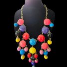 Multi Color Statement Necklace, Gold Tone Setting. Goes with just about anything