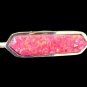 Signed Kinsley Armelle Silver Tone Raspberry Pink Druzy Quartz Cuff Bracelet