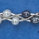STERLING SILVER- DOUBLE STRAND- FRESH WATER GRAY PEARL BRACELET