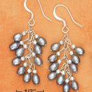 STERLING SILVER- SMALL GRAY FRESH WATER PEARL  CLUSTER EARRINGS