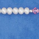 STERLING SILVER- CHILD'S WHITE FRESH WATER PEARL BRACELET WITH BEAR DANGLE