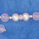 STERLING SILVER- ROSE QUARTZ CHILD'S BRACELET W/ HEART DANGLE **FREE SHIPPING ITEM**