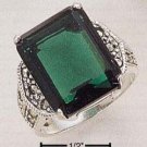 STERLING SILVER- MARCASITE RING WITH GREEN QUARTZ STONE