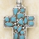 STERLING SILVER- TURQUOISE MOSAIC STONES ON HINGED CROSS PENDANT
