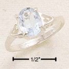 STERLING SILVER- BLUE TOPAZ RING WITH SIDE HEARTS