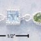 STERLING SILVER 7" LINE FRAMED ALTERNATING SHAPE BRACELET W/ COLORED GEMSTONES "FREE SHIPPING ITEM"