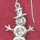 STERLING SILVER CLEAR CZ SNOWMAN FRENCH WIRE EARRINGS **FREE SHIPPING ITEM**