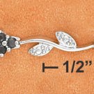 STERLING SILVER BLACK SAPPHIRE CLUSTER & DIAMOND ACCENT LEAF BRACELET **FREE SHIPPING**