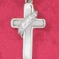 STERLING SILVER- MOTHER OF PEARL CROSS PENDANT WITH CZ BANNER