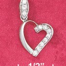 STERLING SILVER- OPEN HEART PENDANT WITH CZ ACCENT