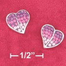 STERLING SILVER- PINK CZ HEART POST EARRINGS