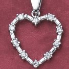 STERLING SILVER HEART PENDANT WITH ROUND &  BAGUETTE CZS