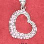 STERLING SILVER  FLAT BOTTOM OPEN HEART PINK PAVE CZ PENDANT