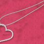 SILVER LARGE OPEN HEART W/ CZ SLIDER ON 18" BOX CHAIN NECKLACE **FREE SHIPPING ITEM**