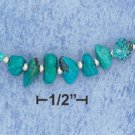 STERLING SILVER- TURQUOISE NUGGET 16 INCH CHOKER **FREE SHIPPING**