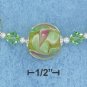 STERLING SILVER- ADJUSTABLE LENGTH LIME SWIRL GLASS BEADS NECKLACE