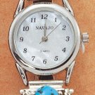 STERLING SILVER LADIES TURQUOISE NUGGET WATCH **FREE SHIPPING**