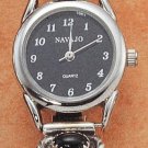 STERLING SILVER WOMENS ONYX WATCH W/ BLACK FACE **FREE SHIPPING**