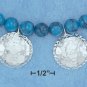 STERLING SILVER- TURQUOISE BEAD TOGGLE NECKLACE WITH ROUND HAMMERED DANGLES **FREE SHIPPING**