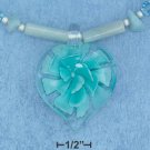 STERLING SILVER AMAZONITE TUBE & CHIP NECKLACE WITH CUPRITE ACCENT AND GLASS BEAD FLOWER