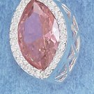 STERLING SILVER FACETED MARQUISE PINK CZ PENDANT WITH CLEAR CZ PIECES   **FREE SHIPPING**