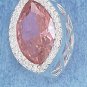 STERLING SILVER FACETED MARQUISE PINK CZ PENDANT WITH CLEAR CZ PIECES   **FREE SHIPPING**