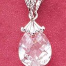 STERLING SILVER PEAR CUBIC ZIRCONIA BRIOLETTE PENDANT