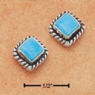 STERLING SILVER DIAMOND SHAPED TURQUOISE POST EARRINGS  **FREE SHIPPING**
