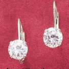 STERLING SILVER 6MM ROUND CUBIC ZIRCONIA LEVERBACK EARRINGS  **FREE SHIPPING**