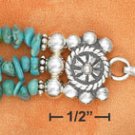 STERLING SILVER ADJUSTABLE THREE STRAND TURQUOISE  CHIP NUGGETS BRACELET **FREE SHIPPING**